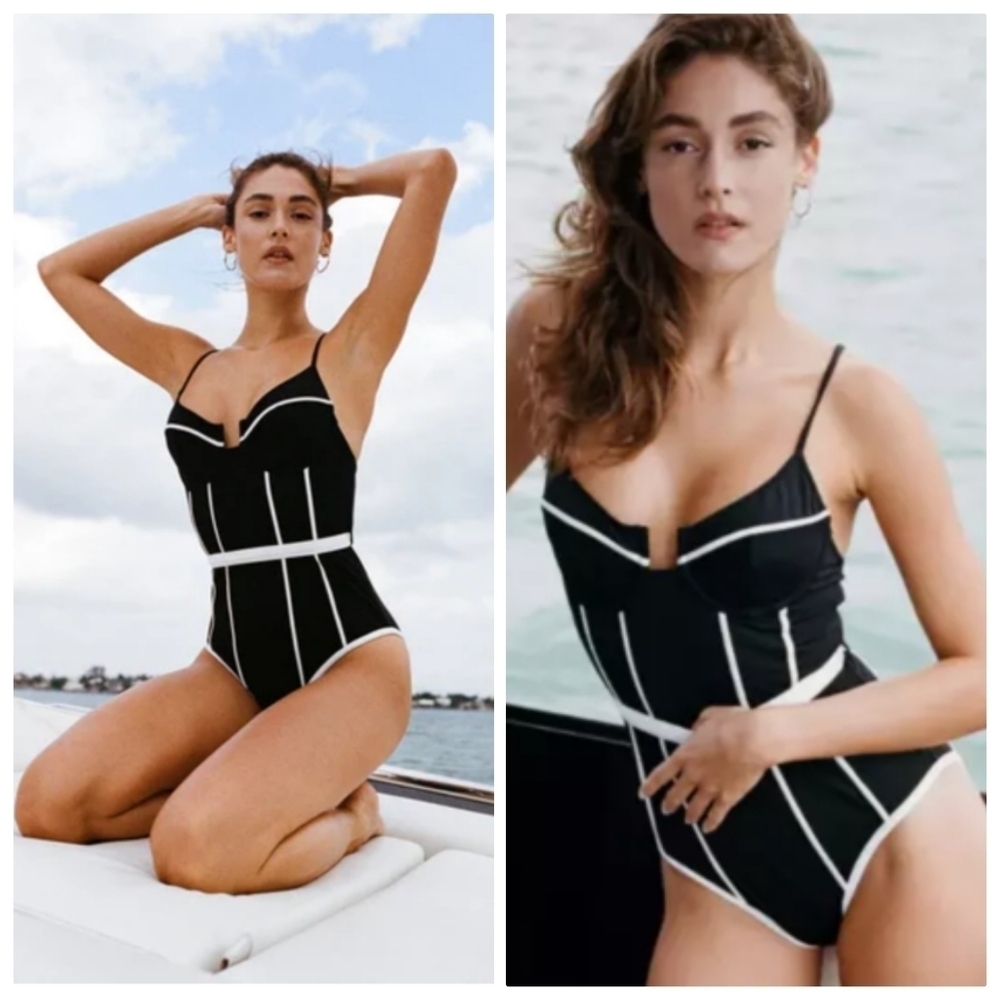 New Solid & Striped The Veronica Butterluxe Blackout One Piece Swimsuit Small